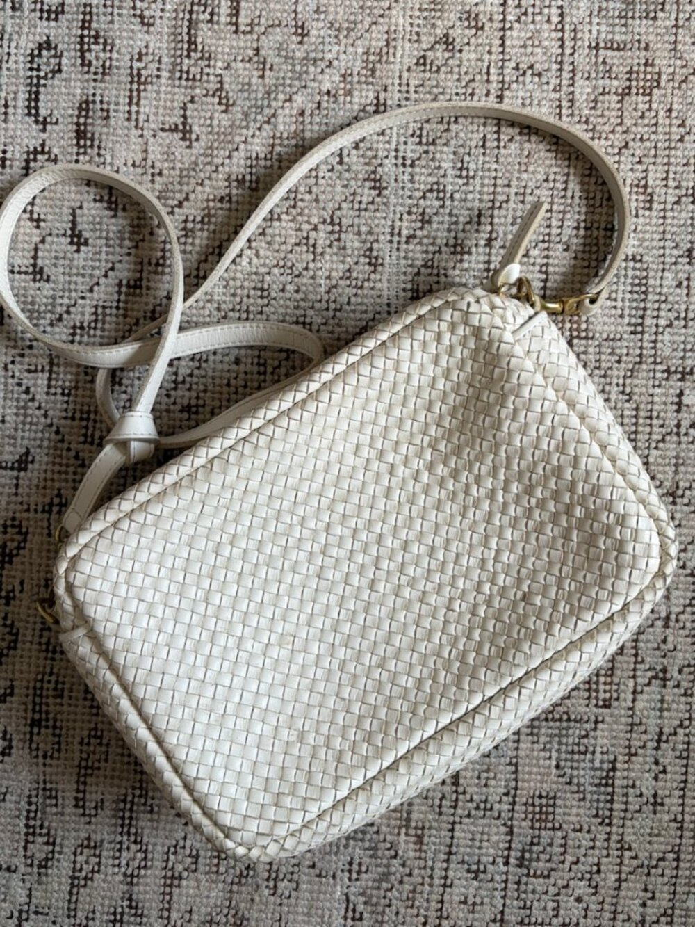 Clare V. Marisol Bag in Cream Woven Checker